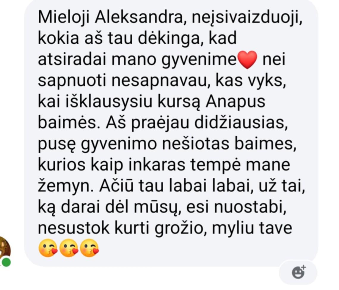 Dalyvės atsiliepimas — praėjau didžiausias baimes