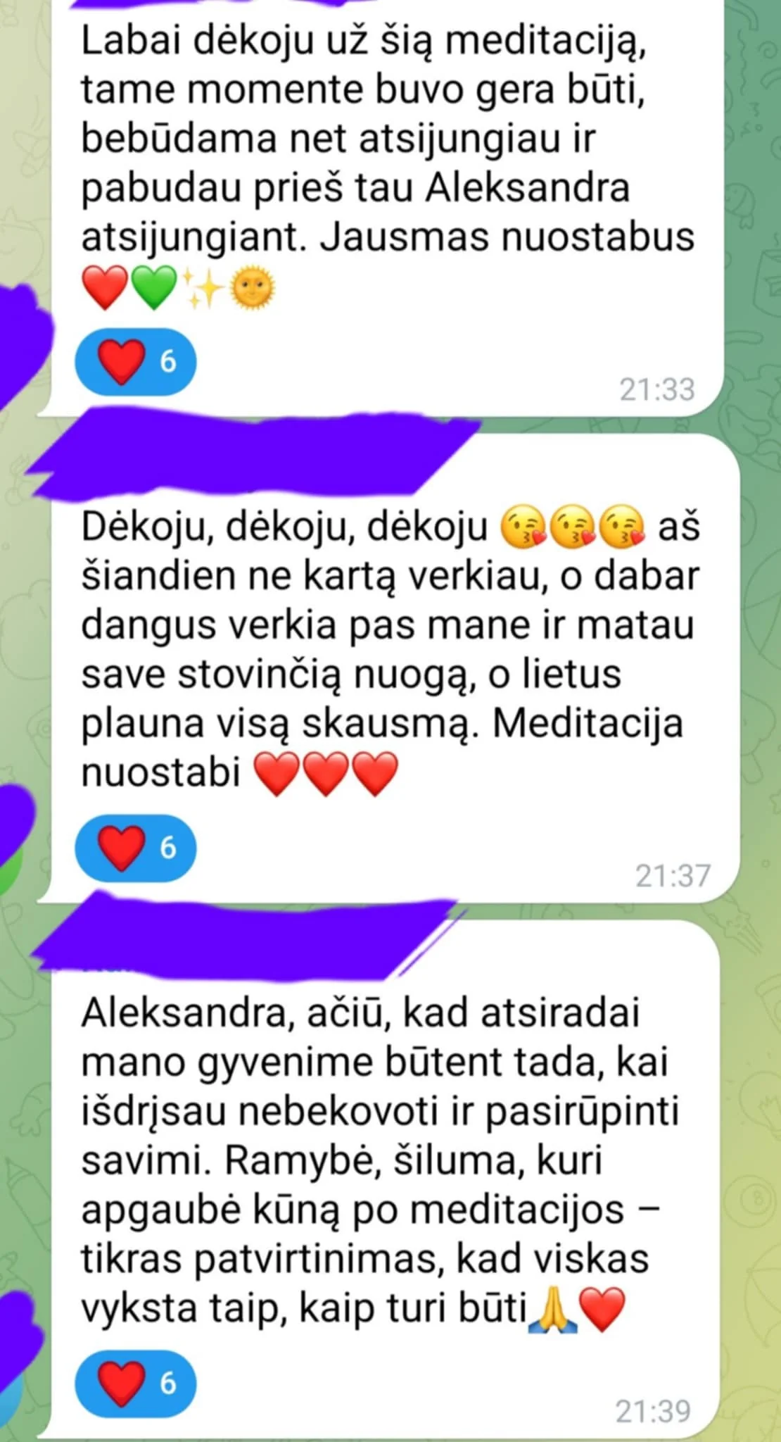Atsiliepimas — Ramybė ir šiluma kūne po meditacijos