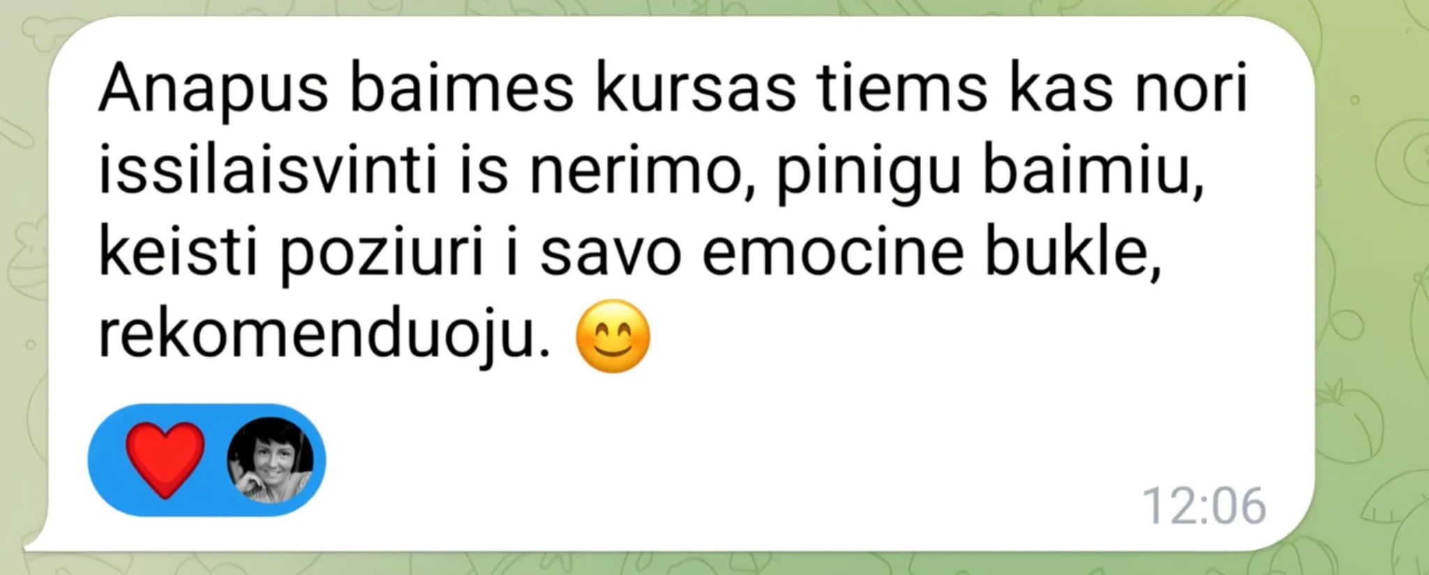 Atsiliepimas — tiems, kas nori išsilaisvinti iš nerimo